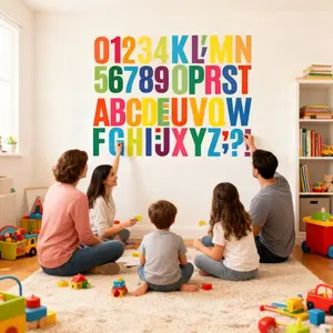 12 Sheets Large Alphabet Stickers,4 Inch Vinyl Letter Stickers,Self Adhesive Bulletin Board Alphabet Number Stickers for Posters,Mailboxes, Outdoor Decorations (Multi-Color)