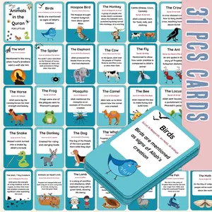 31 Quran Animal Reference Cards, Islamic Teaching Examples, Ramadan Daily Reading & Writing Learning Cards, Muslim Gift, Islamic Flashcards