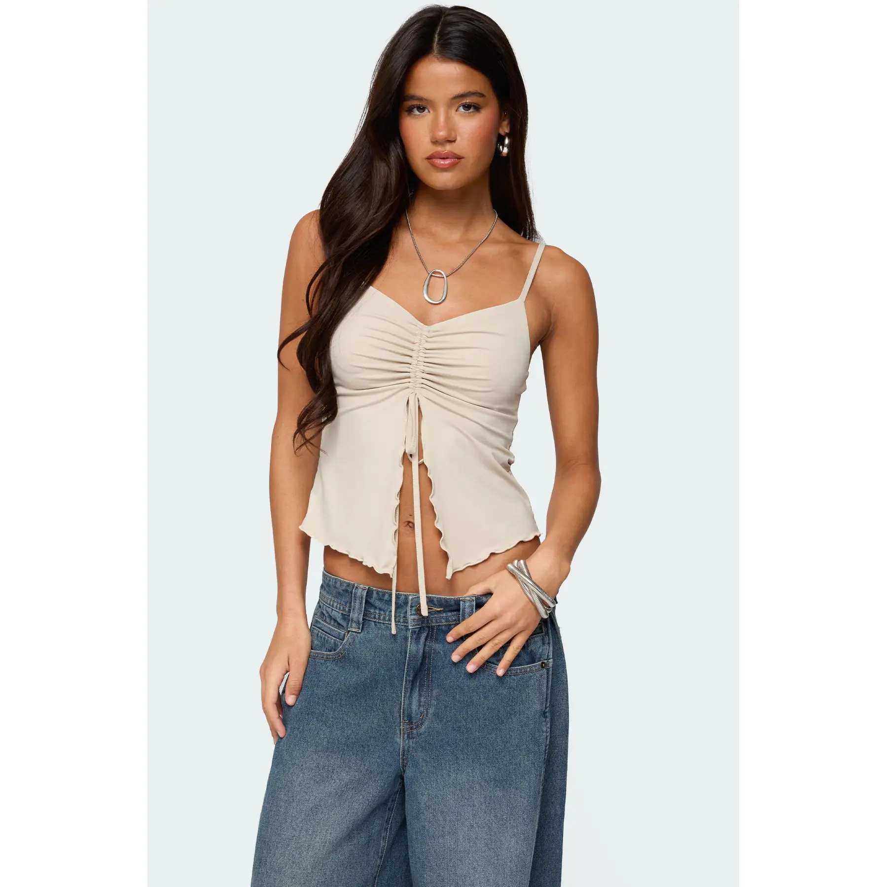 Landon Drawstring Split Front Top Landon Drawstring Split Front Top