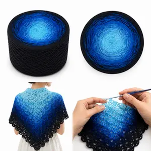 100% Cotton Gradient Cake Yarn Pack, 2PCS 600g/21.16oz Soft Ombre Long Gradient Yarn for Crochet, Knitting, Craft Projects (Shawl, Scarf, Blanket)