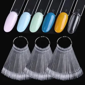 150PCS Clear Nail Swatch Sticks with Ring – Oval Acrylic Nail Tips Display for Gel Polish Colors, Nail Tech Practice & Salon Organization Tool