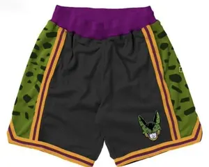 Cell Dragon Ball Z Retro Shorts Men's Basketball Shorts Workout Sport Knee Pants with Pockets embroidery Shorts