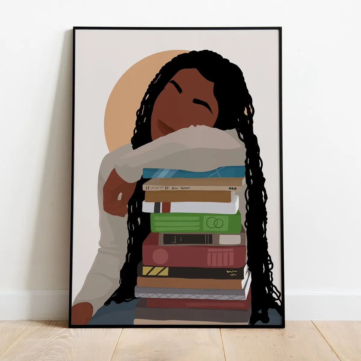 Artistic African American Locs Girl Polka Dot-Plaid-Stripes-Star Print Accurate 20x30 Inch Unframed Waterproof Poster-Paintings, Kid Room-Kitchen Decor, Ideal Gift for Black Girl Book Lovers