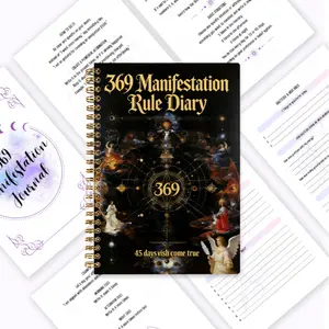 369 Law Wish Diary, Spiritual Journal Planner, 45-Day Manifestation Plan Book, Attraction Law Guidance Journal, Angel Astrology and Universe Symbols Cover, 100-page high-definition printed design, including complete 369 manifestation process guide, daily