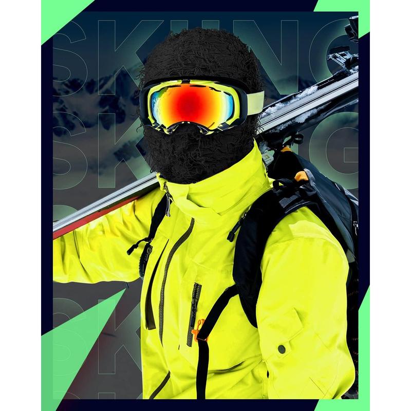 Distressed Full Face Balaclava Ski Mask - Warm, Windproof Knitted Shiesty Mask for Winter Adventures - Fuzzy Comfort for Outdoor Activities