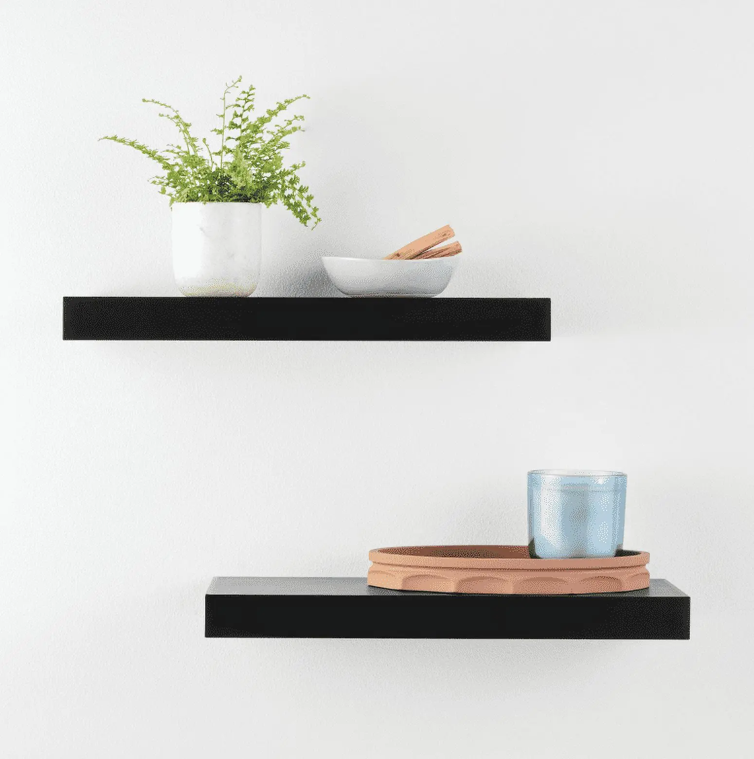 Mainstays Black Floating Shelves, 16.5 in, Set of 2