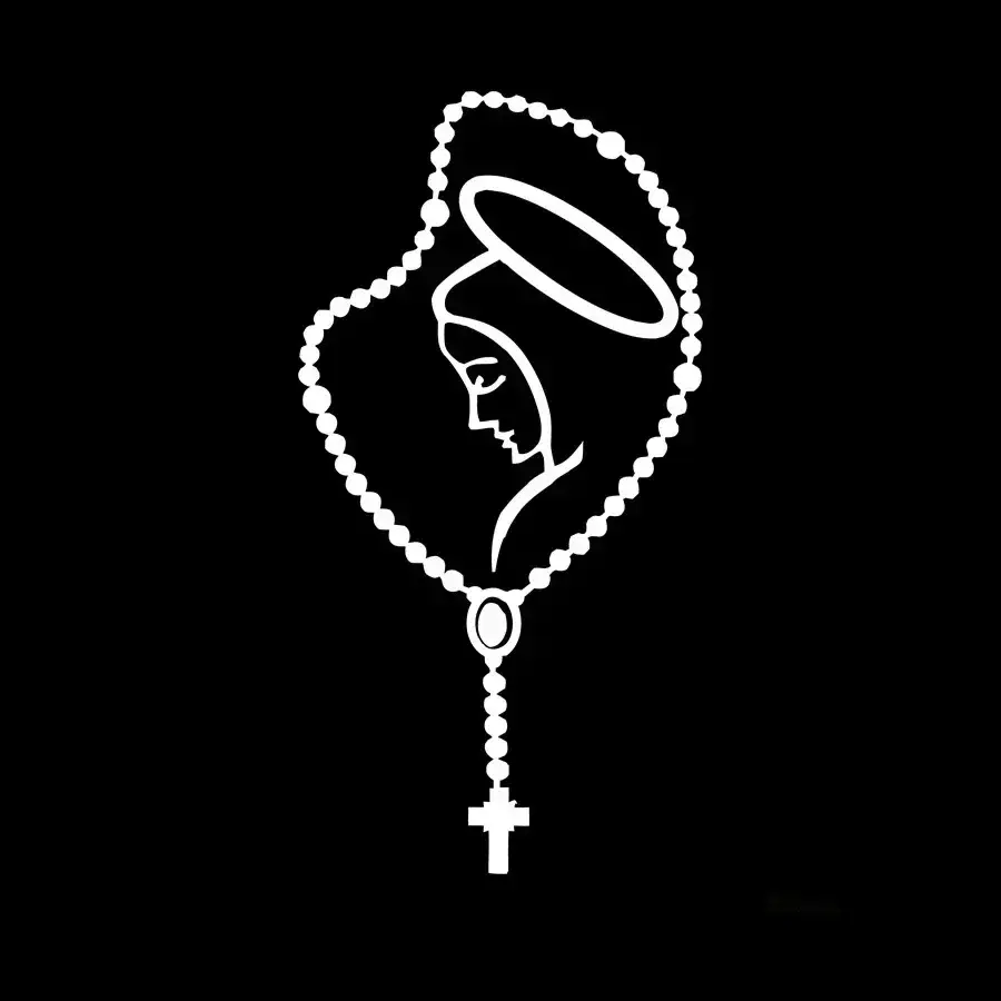 2026 New Decorative Accessories Creative Sunscreen Waterproof Car Stickers Decor Motorcycle Decals Rosary Virgin Mary Fatima PVC Cute, For your Cars