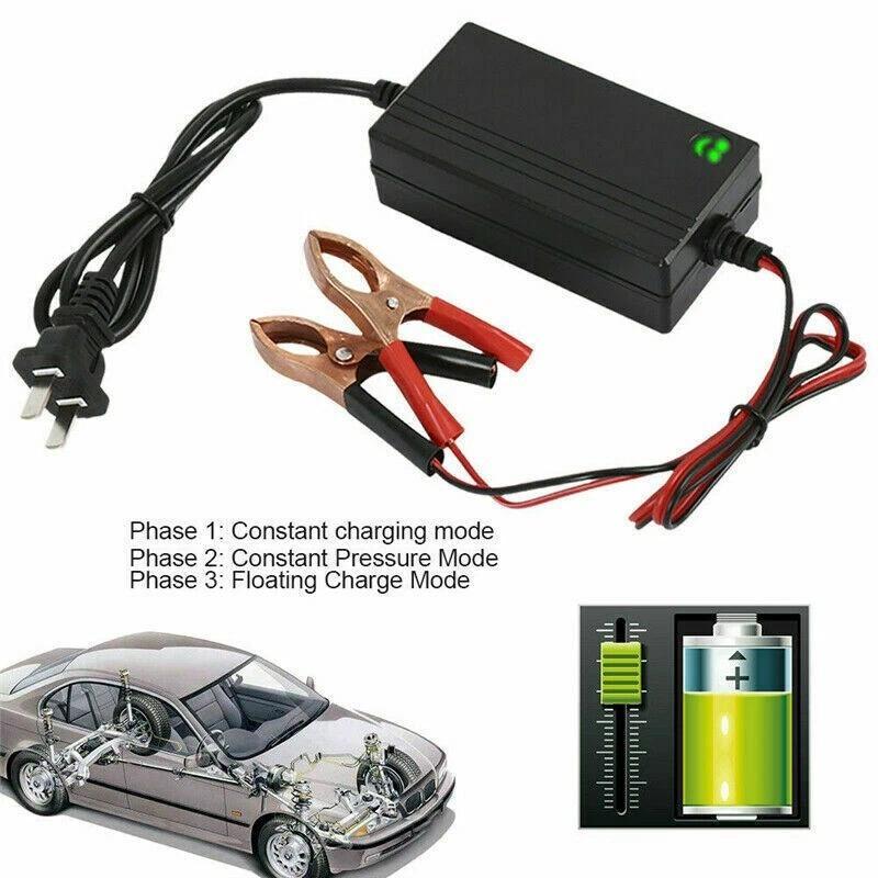12V Auto Car Battery Charger & Maintainer, Compact 2A Max Power ABS Plastic Smart Trickle Float Charger with Automatic Desulfator, Pulse Repair for Cars-Trucks Lead-Acid AGM GEL Batteries system antigravity
