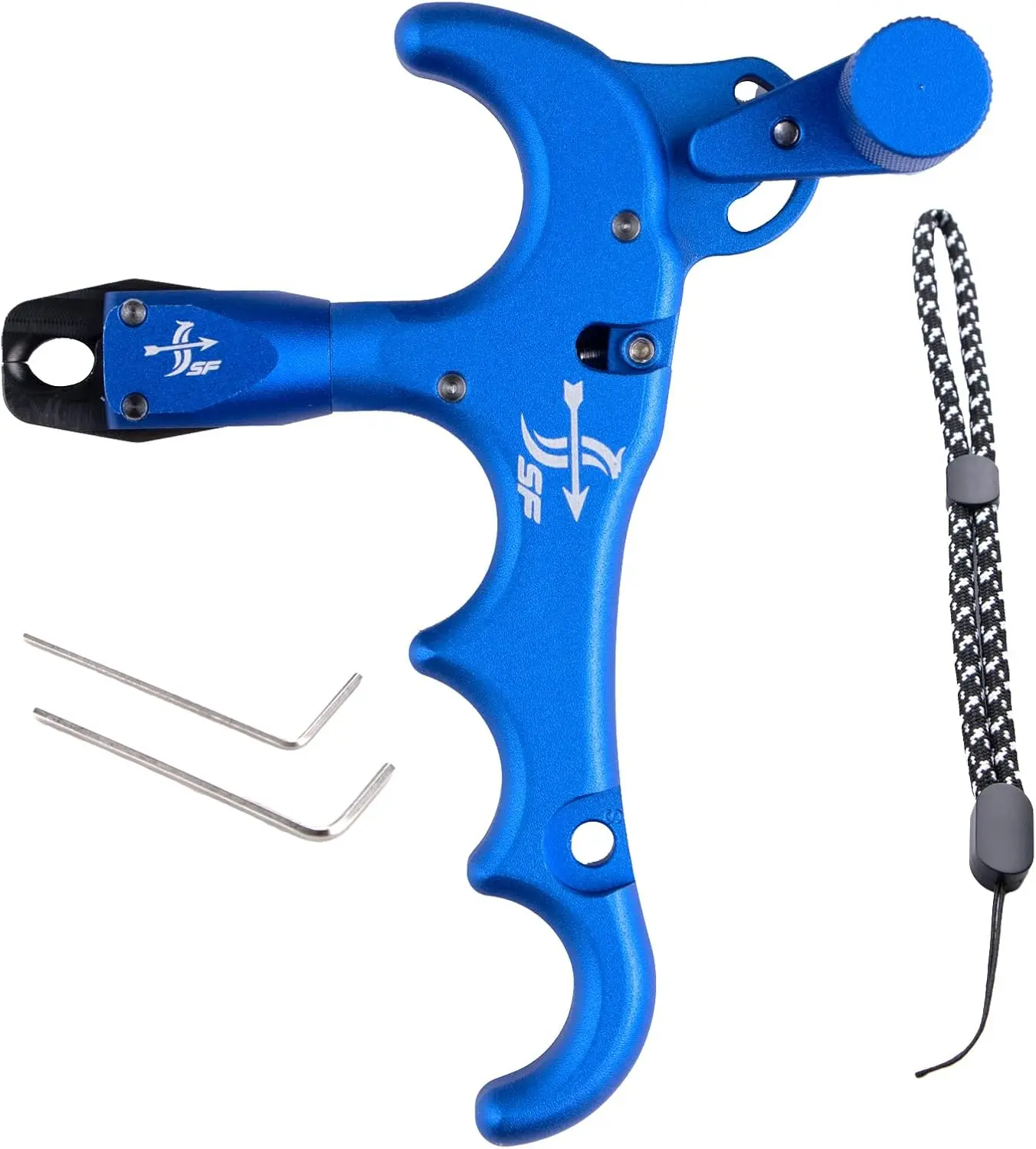 4-Finger Compound Bow Release Trigger - 360° Rotatable Thumb Archery Release Aid, Ergonomic Comfortable Stable Durable Archery Equipment for Hunting, Fits Most Hand Sizes, Reduces Shooting Errors, Release Aids