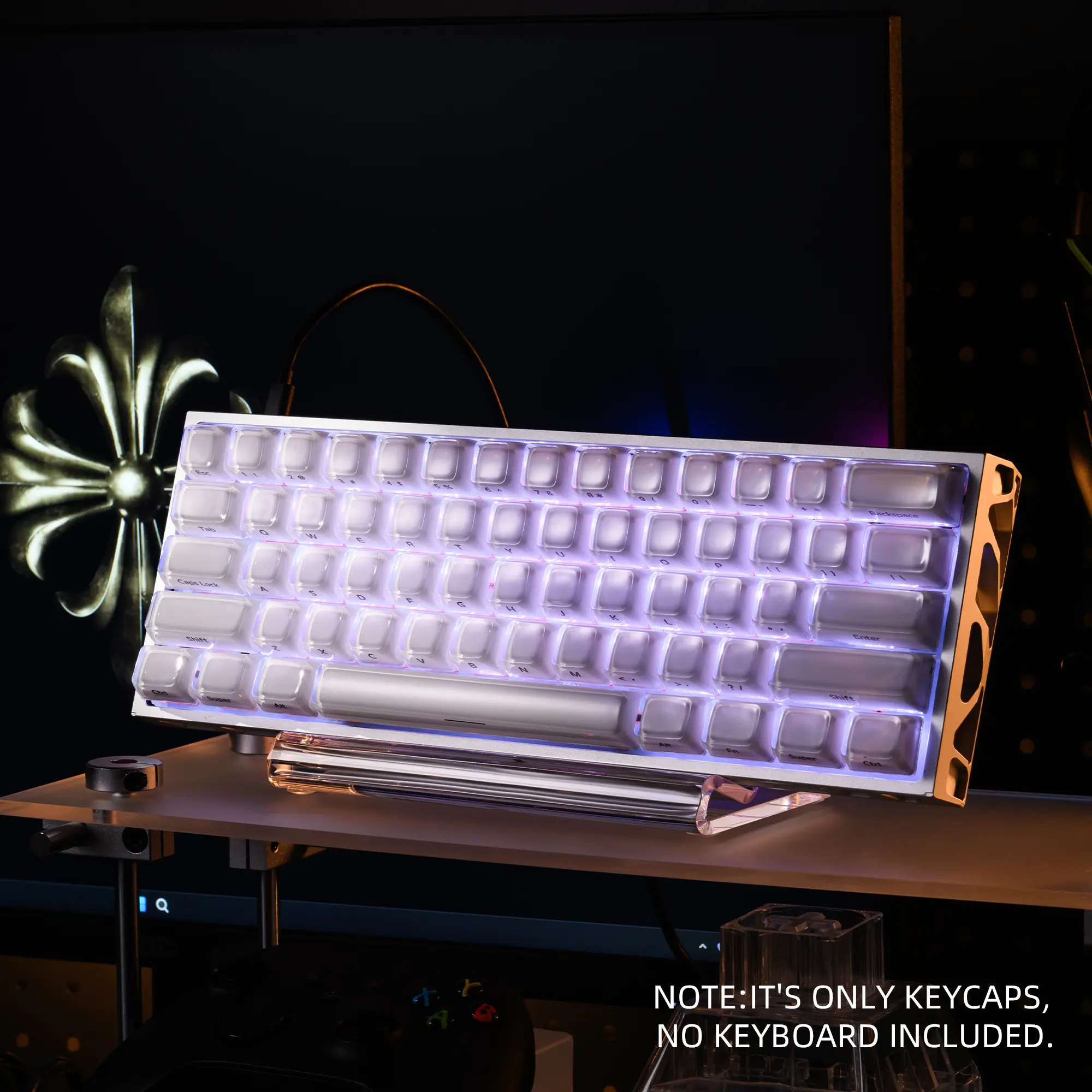 XVX Crystal Jelly R2 Double Shot Keycap Set, PC+ABS , MDA Profile, Side-Printed, Creamy White/Starry Night , 122-Key for MX Switches& ANSI Layout Mechanical Keyboards(Keycaps Only, Keyboard Not Included)