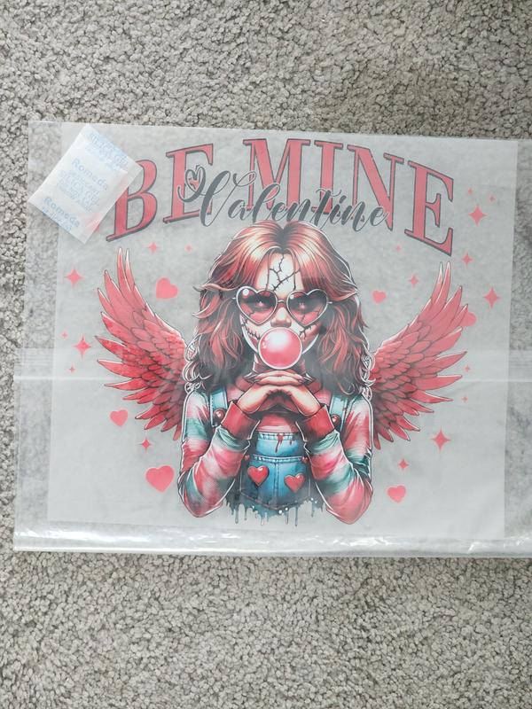 Female Horror Be Mine Valentine Chuckie DTF Transfer 10 in - Perfect for Fans of the Series