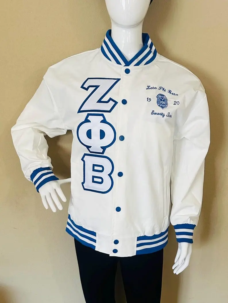 Zeta Phi Beta Baseball Jackets. Sale price ends Sunday! Embroidered Lettering. Limited Quantities