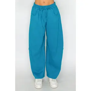 Harbor Barrel-Leg Sweatpants-Teal