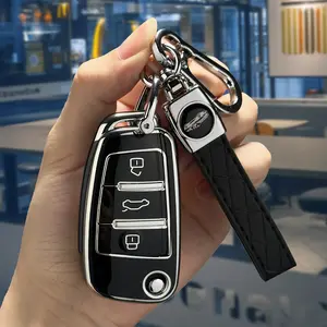 3 Button for Audi Key Fob Cover Compatible with A1 A3 Q3 Q7 R8 A6L TT 3 Button Flip Key Shell Case