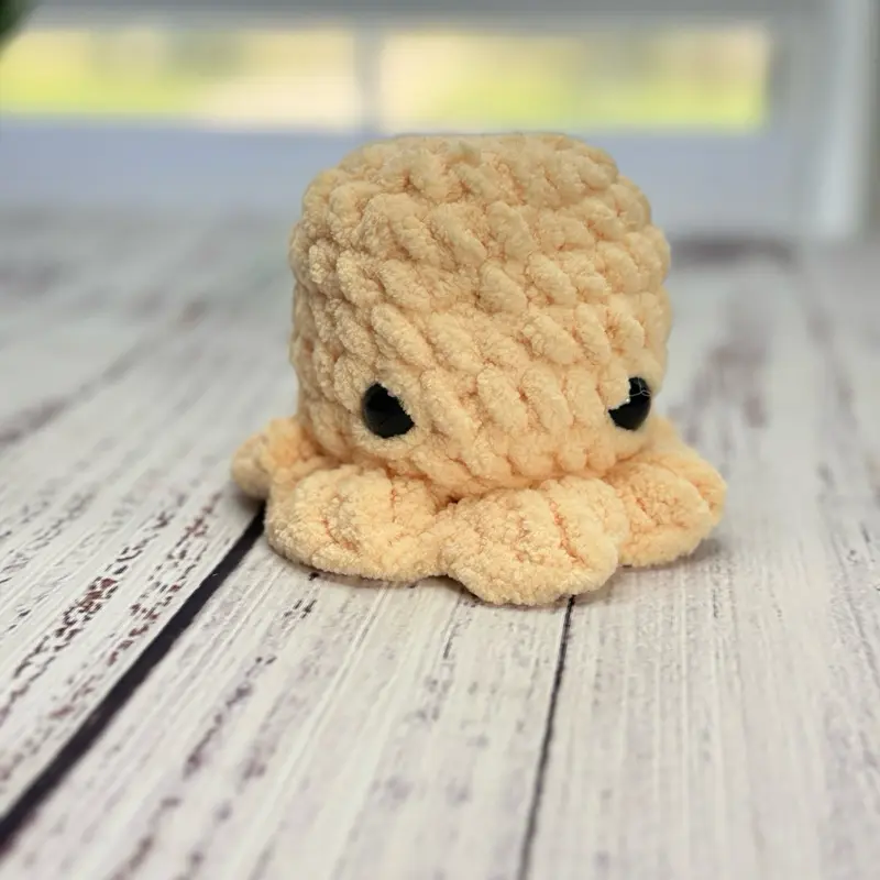 Handmade Peach Crochet Octopus Decor Amigurumi Chenille