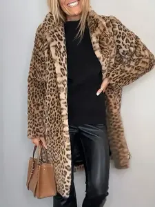 Elegant Women's Leopard Print Long Jacket, Casual & Formal Wear, Perfect for Parties, Office, Daily