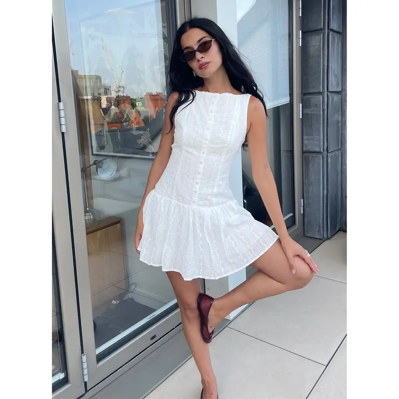 hollister sofia side mocked dress white embroidered