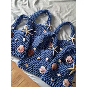 [NEW] Mini Coastal Net Bag – Decorated with Natural Seashells, Removable Beach Charms