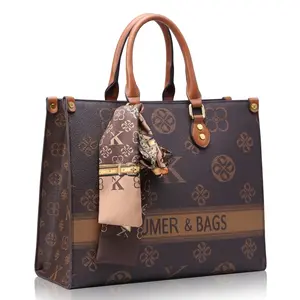 Vintage Print genuine leather women's tote hand held large bag file bag large capacity high end large bag