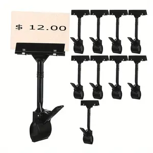 Adjustable Clip-On Sign Stands, Price Tags and Product Vertical Display Card Holder, Clothing Store Label Clips, Dual Head Rotation