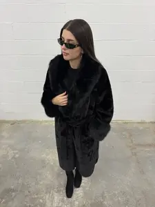 Long Fur Coat With Chunky Fur Details Faux Fur Coat V959