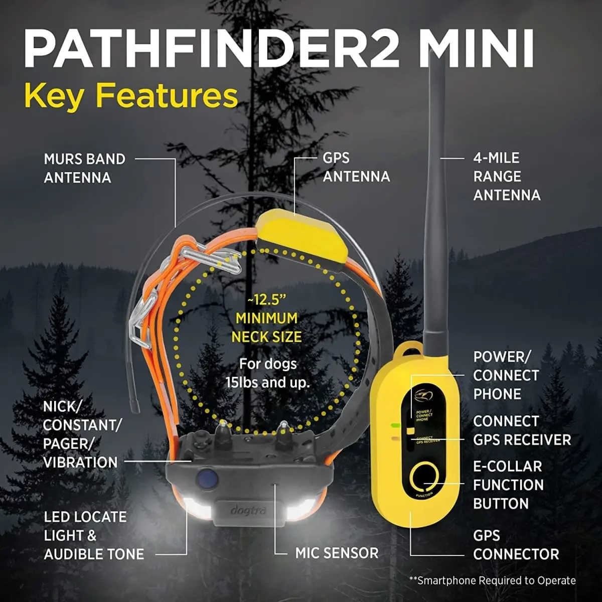 Dogtra PATHFINDER2 MINI GPS Dog Tracker & Training System - Yellow & Black, Gps Tracker