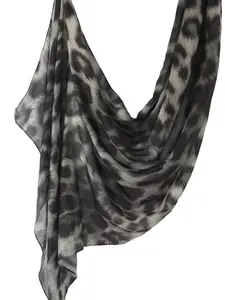 Women's Fashion Watercolor Leopard Print Neck Scarf 85x180cm, Muslim Headscarf, Beach Sun Protection, Bandana Multi-Use Shawl Wrap Hairband