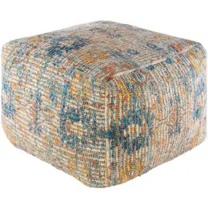 Coventry Safron Orange Jute Blend Pouf