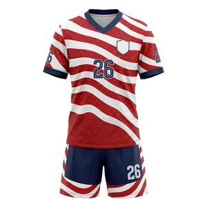 Men's Blue & White Striped Soccer Jersey Kit No. 26 - Shirt & Shorts Set S-2XL Training Uniform