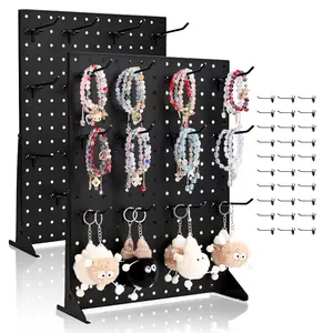 VEVOR Pegboard Display Stand, 17x 13 Inch Tabletop Pegboard Display Stand with 15 Hooks, Thickened Cold-Rolled Steel Peg Board Panel for Grocery, Retail Store and Jewelry Shop, Black (1 PCS)VEVOR Super Brand Day