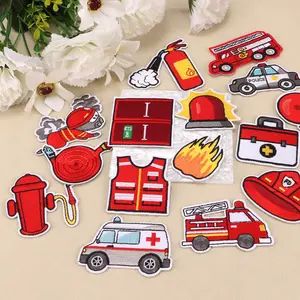 16pcs Fire-Themed Embroidered Fabric Patches, Iron-On and Sewable for DIY Crafts, Fire Safety Awareness for Hats and Jackets