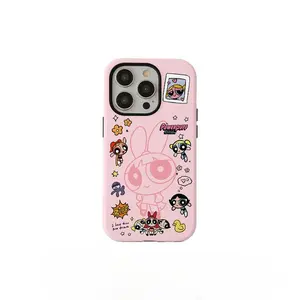 Pink Powerpuff Girls cartoon pattern phone case, compatible with iPhone 17/16/15/14/13/12/11 Pro Max/Plus and Samsung Galaxy S23FE/22/23/24/25. tiktokshopspringglowup