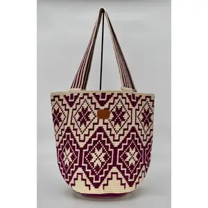 Rose Wayuu Mochilón Bag – Handmade Colombian Shoulder Bag | Handwoven Artisan Bucket Bag