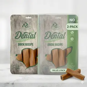 Pal's Delight Healthy Duck Dental Chews for Dogs 2 Bags - Removes Plaque, Freshens Breath & Relieves Anxiety, Natural Ingredients, 4 Packs