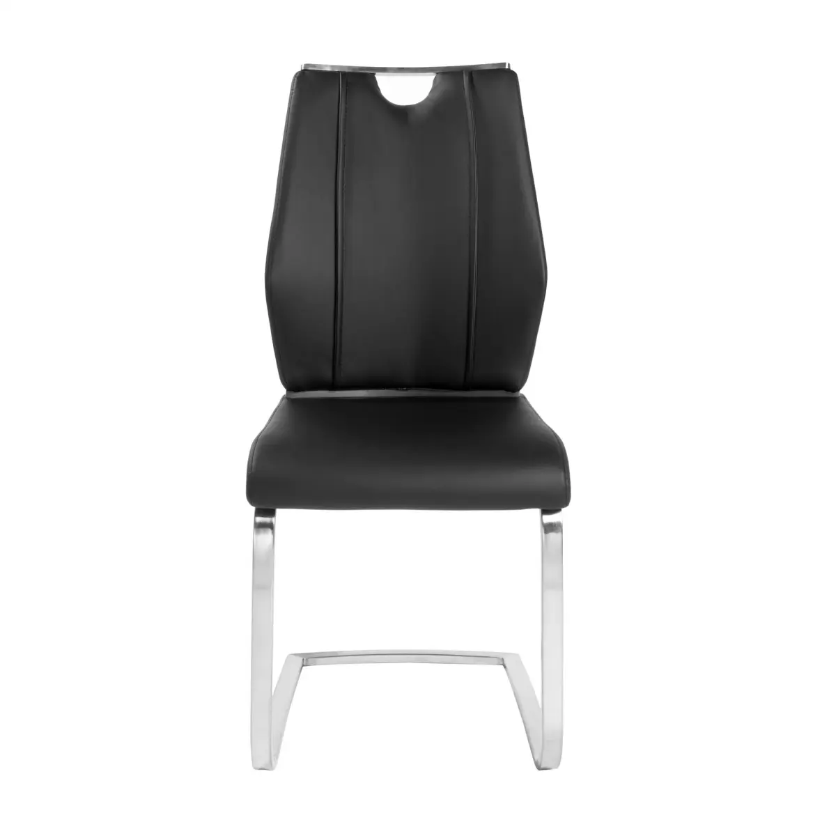 Armless Faux Leather 360-Degree Rotating Cantilever Dining Chairs - Set of 2, Black Modern Contemporary Indoor Home Decor Furniture, Modern Chairs, Armless Chairs