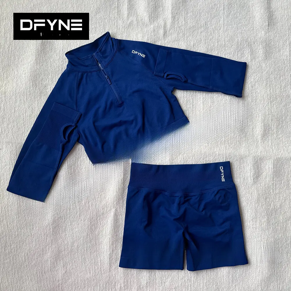 Dark blue - long sleeve + shorts set