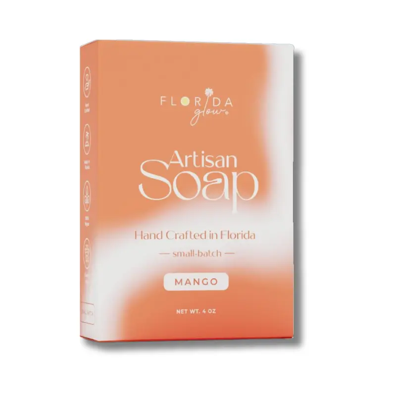 Florida Glow Handmade Mango Scented  Artisan Soap, Natural Plant-Based Skincare with Glycerin and Sorbitol, Gently Cleans, Nourishes and Hydrates Skin
