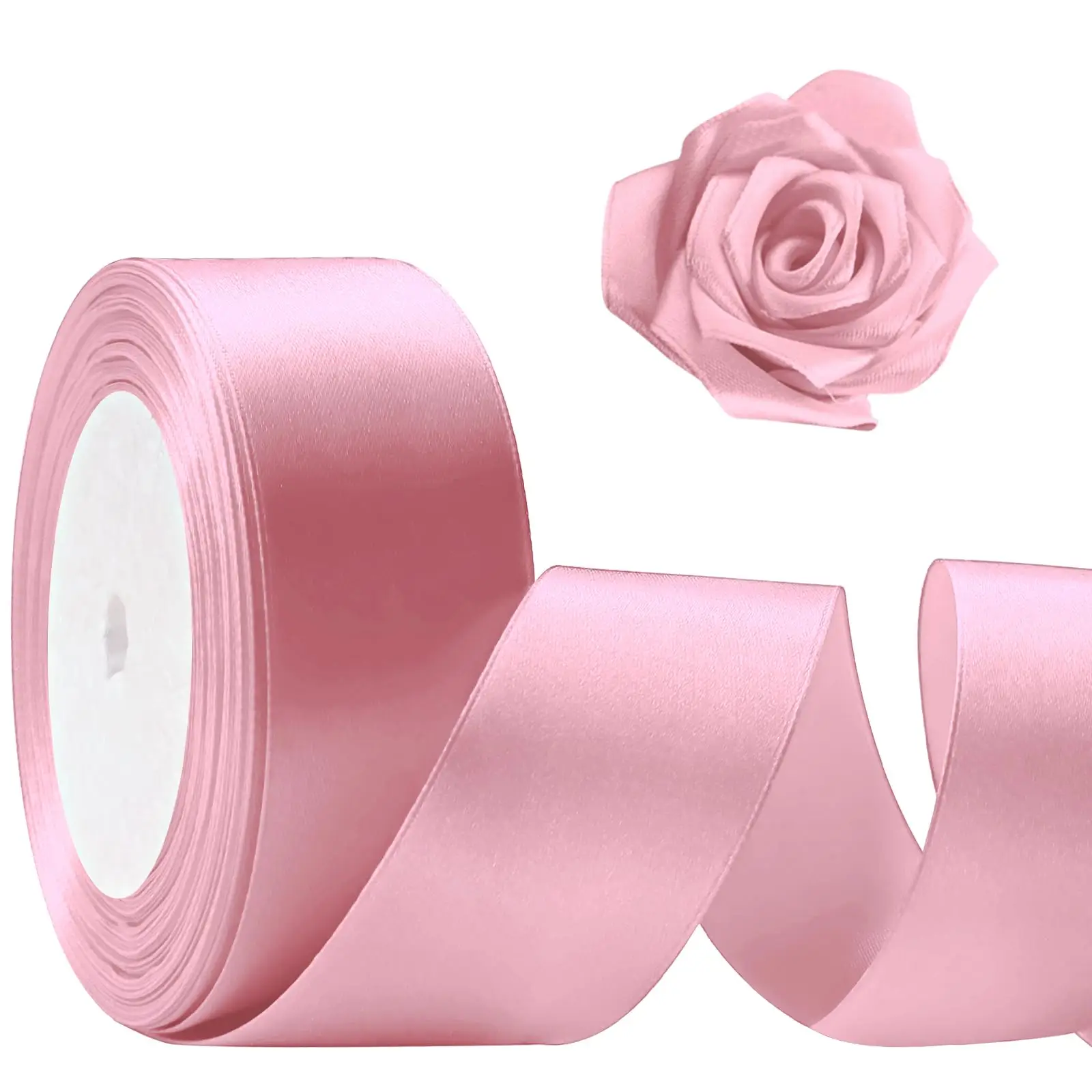 Satin Craft Ribbon (1 Roll), Single Face Polyester Silk Hair Ribbon, Fabric Ribbon for Bouquets, String Ribbon for Gift Wrapping, Wedding, Bow Making