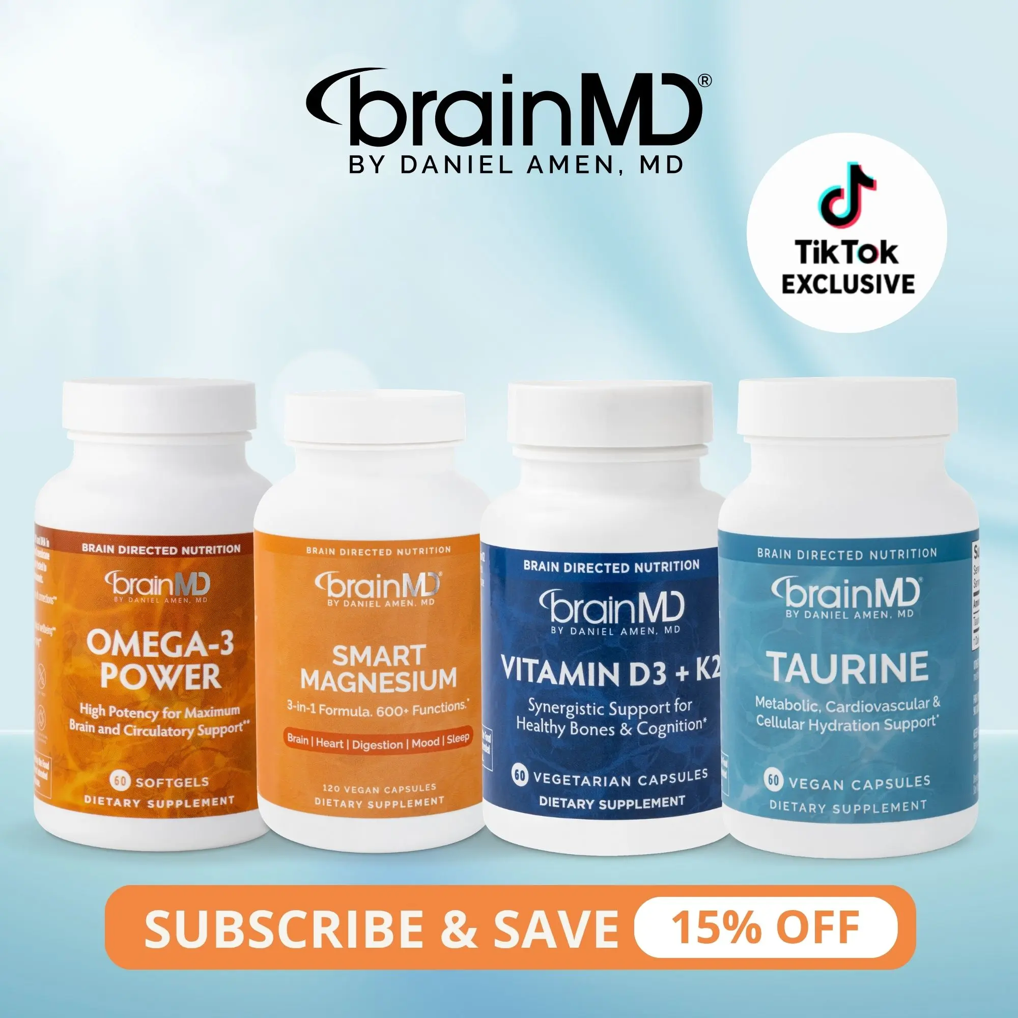 The Brainspan Stack | BrainMD | Taurine, Smart Magnesium, Vitamin D3 + K2, Omega-3 Power | Brain & Healthy Aging Support | Heart, Bone & Sleep Support | Taurine, Magnesium, D3+K2 & Omega-3