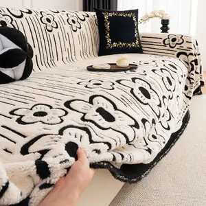 Pet-Friendly Winter Warm Sofa Cover, Soft Cotton Flannel Material, Multiple Sizes and Colors Available, Elastic Sofa Slipcover