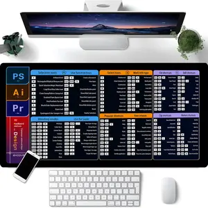 Adobe Shortcut Keys Desk Mat XXL, Large Gaming Mouse Pad with Anti-Slip Base, PS AI PR Shortcut Desk Pad for Designers & Gamers, Aesthetic Desk Mat, Nice Present