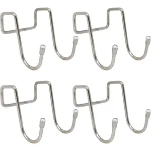 4Pack Over Cabinet Hook Stainless Steel Multiple Use Kitchen Cabinet Drawer Cabinet Hooks Double S Shape Hook for Kitchen Wardrobe Door Bathroom
