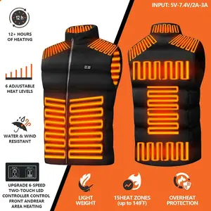 milwaukee heated jackets   15Heat Zones LED Controller Heated Vest For Men & Women With Battery Pack Menswear Tops  Beige Two-Touch LED