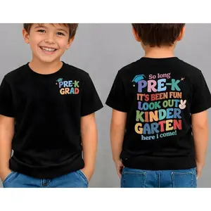 Pre-K Graduation Youth T-Shirt, So Long Pre-K Look Out Kindergarten Front Back Print Tee, Last Day of Preschool Top