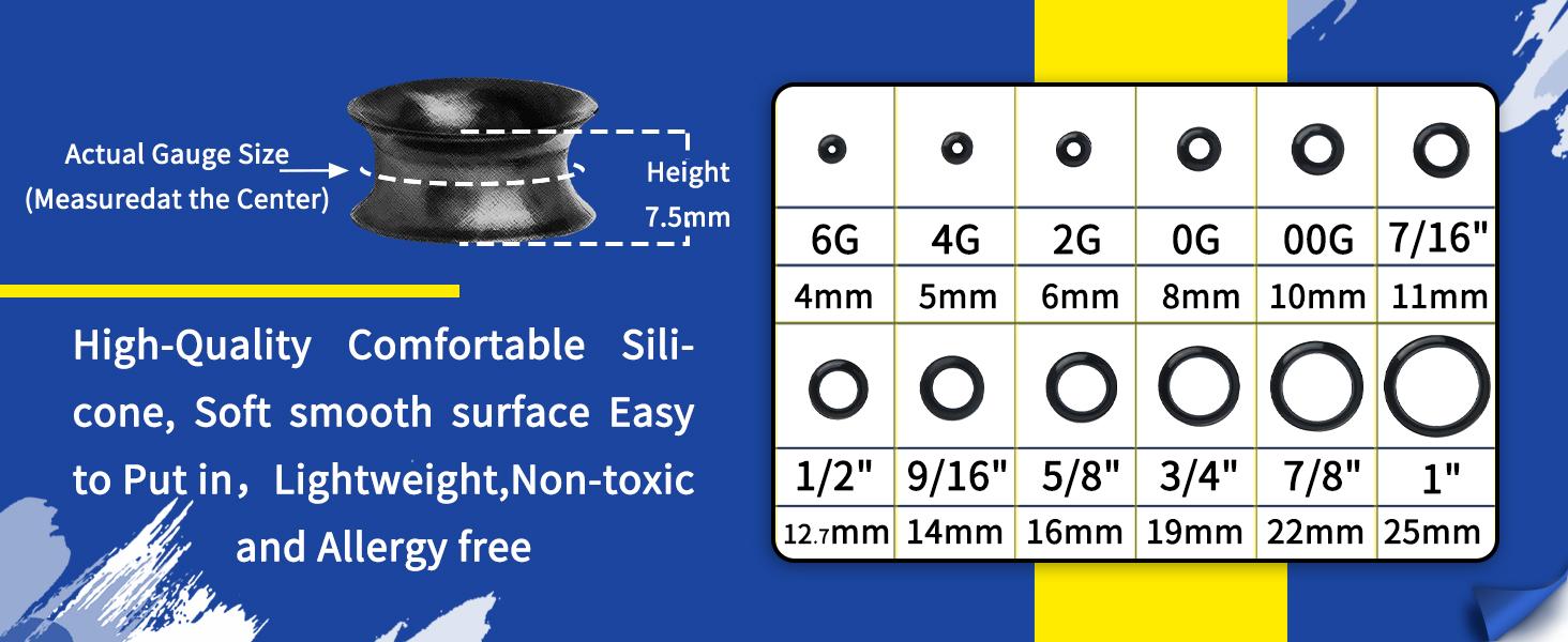 8PCS Silicone Ear Gauges Flexible Ear Tunnels Plugs Stretchers Expander Double Flared Flesh Ear Piercing Jewelry for Women Men