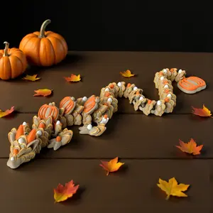 Creative New Cross-Border 3D Printed Pumpkin Gingerbread Dragon Model Ornament with Movable Joints, Articulating Animal Figurines, Perfect for Party Decor and Gift-Giving, Home Ornament