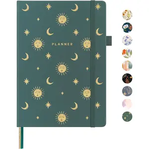 And   Undated Planner - A5 Weekly & Monthly Goal Planner for 72 Weeks (1.5 ) - Hardcover with Monthly Tab Stickers,  Pocket & Habit  (Celestial Green)