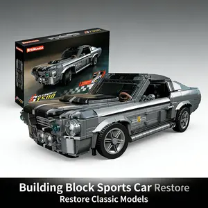 Classic Retro Sports Car Building Blocks, 925pcs/box Simulated Cool Car Model, DIY Assembly Technology Bricks, Desktop Decoration Toys, Building Block Sets, Model Car Kit, Engine