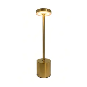 Rechargeable Cordless Table Lamp, I-Shaped Rechargeable LED Battery Lamp, Metal Shade USB Portable Power Lamp, 3 Levels Brightness, Adjustable Lights