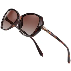 Rmmeey Oversized Fit Polarized UV400 Protection Sunglasses for Women Men Driving Style Brown Lens Tortoise Frame